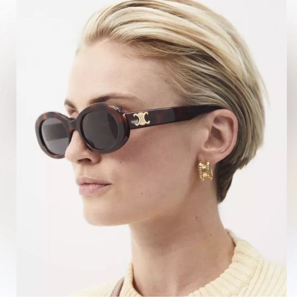 Celine Triomphe Oval Sunglasses In Acetate - NIB - Picture 2 of 13